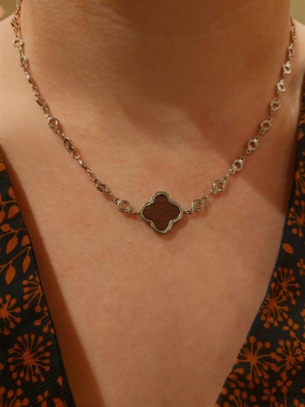 Ketting klaver zilver hals