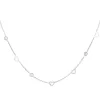 Ketting met hart en diamant bedels zilver